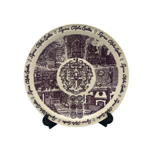 Vintage Vernon Kilns Sigma Alpha Epsilon Commemorative Fraternity Plate SAE - Picture 1 of 8